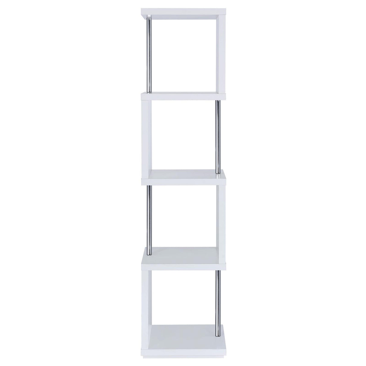 Baxter 4-shelf Bookcase White and Chrome - 801418 - Luna Furniture