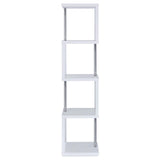 Baxter White and Chrome 4-Shelf Bookcase from Coaster - Luna Furniture