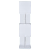 Baxter White and Chrome 4-Shelf Bookcase from Coaster - Luna Furniture