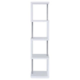 Baxter White and Chrome 4-Shelf Bookcase from Coaster - Luna Furniture