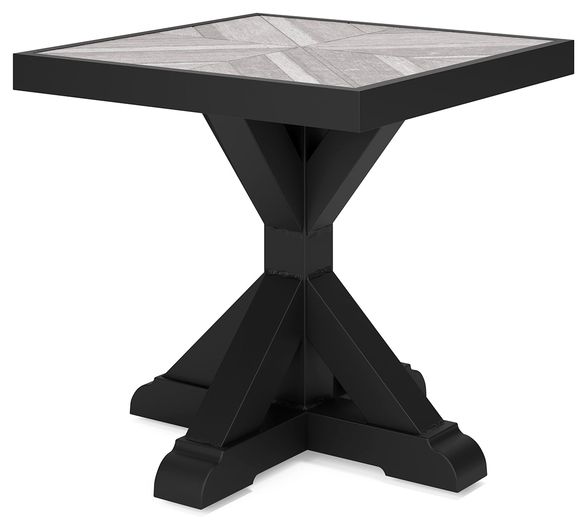 Beachcroft Black/Light Gray Outdoor End Table from Ashley - Luna Furniture
