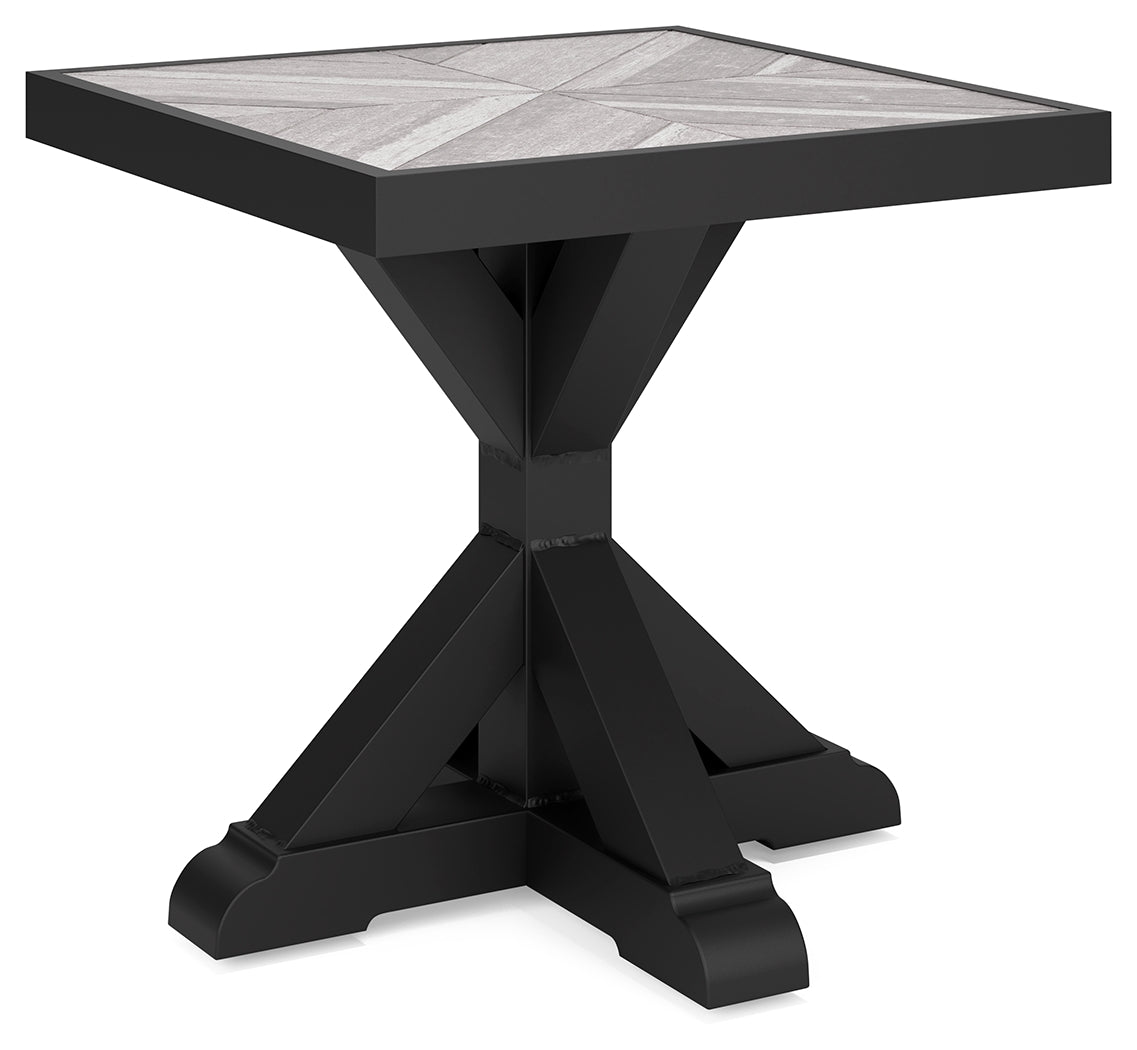 Beachcroft Black/Light Gray Outdoor End Table from Ashley - Luna Furniture