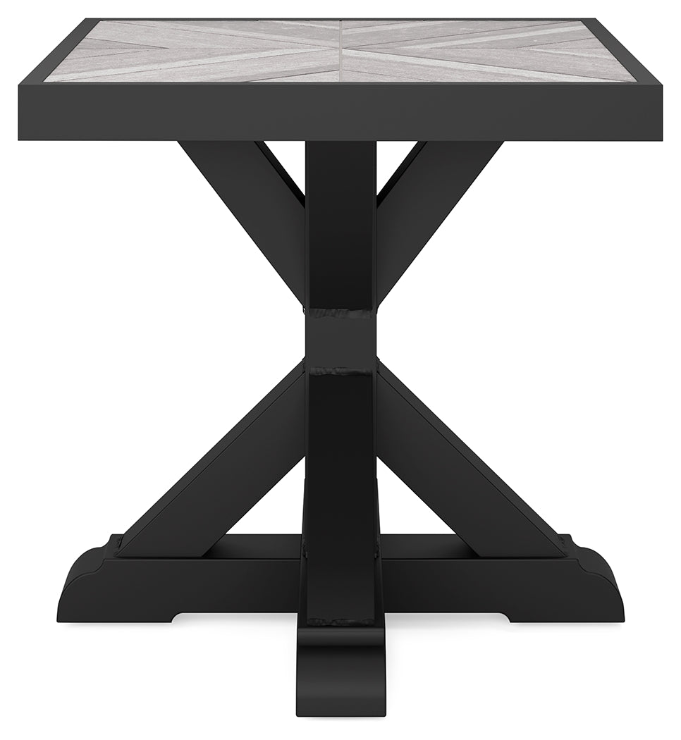 Beachcroft Black/Light Gray Outdoor End Table from Ashley - Luna Furniture