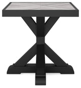 Beachcroft Black/Light Gray Outdoor End Table from Ashley - Luna Furniture