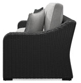 Beachcroft Black/Light Gray Outdoor Sofa with Cushion from Ashley - Luna Furniture