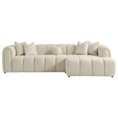 Beatrice Ivory Boucle Tufted RAF Chaise Sectional from Ashcroft Furniture - Luna Furniture