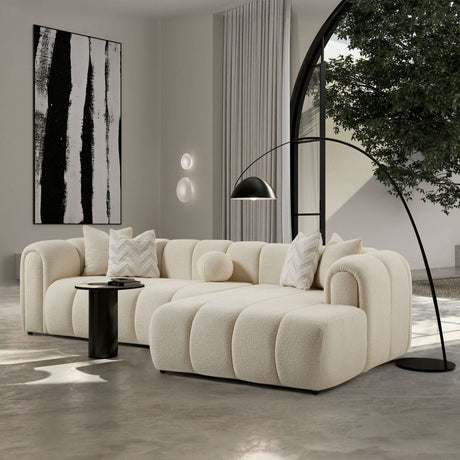 Beatrice Ivory Boucle Tufted RAF Chaise Sectional from Ashcroft Furniture - Luna Furniture
