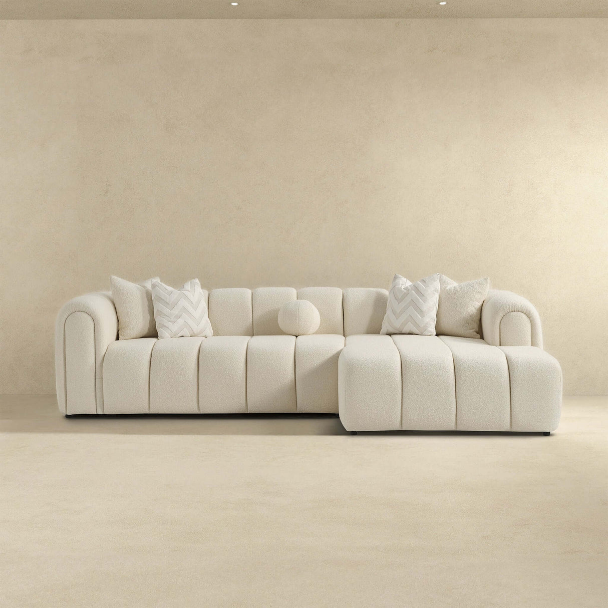 Beatrice Ivory Boucle Tufted RAF Chaise Sectional from Ashcroft Furniture - Luna Furniture