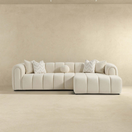Beatrice Ivory Boucle Tufted RAF Chaise Sectional from Ashcroft Furniture - Luna Furniture