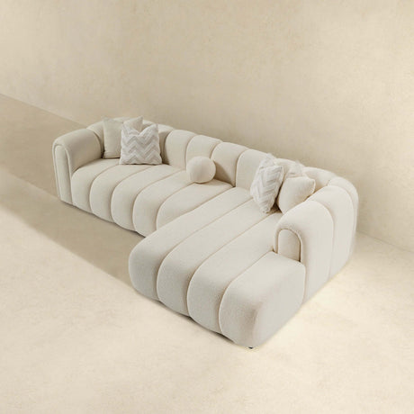 Beatrice Ivory Boucle Tufted RAF Chaise Sectional from Ashcroft Furniture - Luna Furniture
