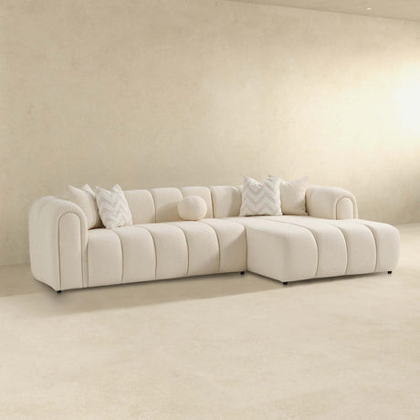 Beatrice Ivory Boucle Tufted RAF Chaise Sectional from Ashcroft Furniture - Luna Furniture