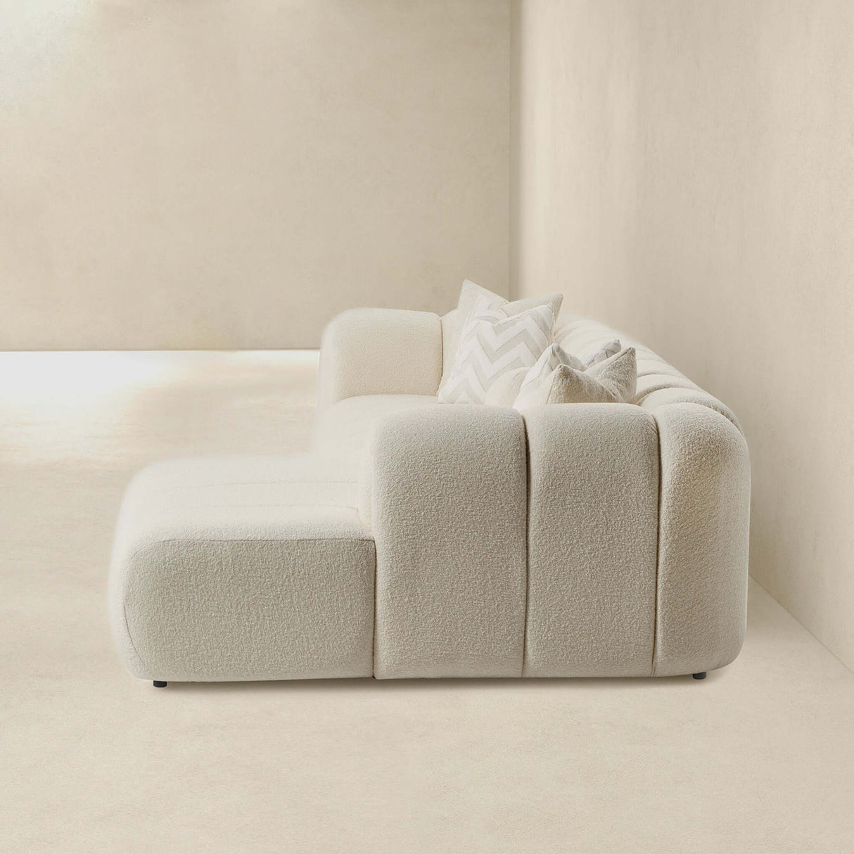 Beatrice Ivory Boucle Tufted RAF Chaise Sectional from Ashcroft Furniture - Luna Furniture