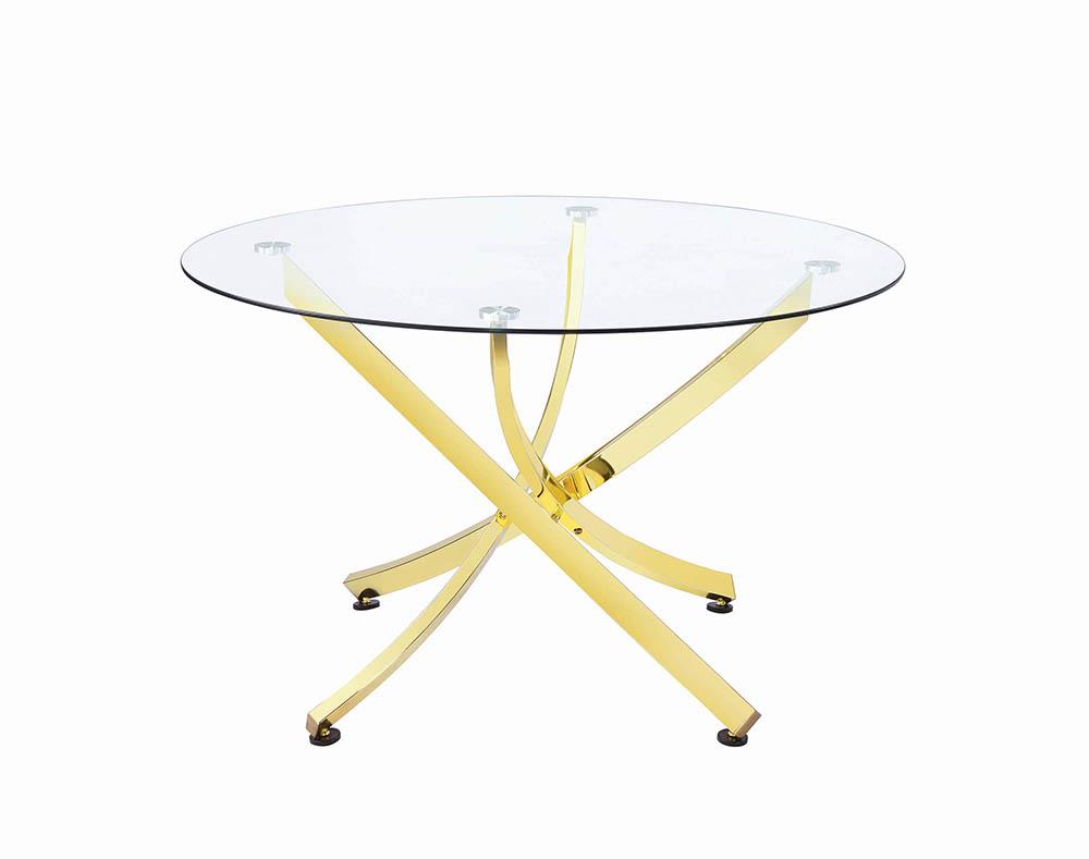 Beckham Brass and Clear Round Dining Table from Coaster - Luna Furniture