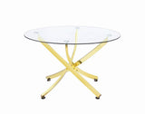 Beckham Brass and Clear Round Dining Table from Coaster - Luna Furniture