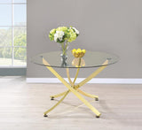 Beckham Brass and Clear Round Dining Table from Coaster - Luna Furniture