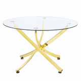 Beckham Brass and Clear Round Dining Table from Coaster - Luna Furniture
