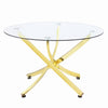 Beckham Round Dining Table Brass and Clear - 108441 - Luna Furniture