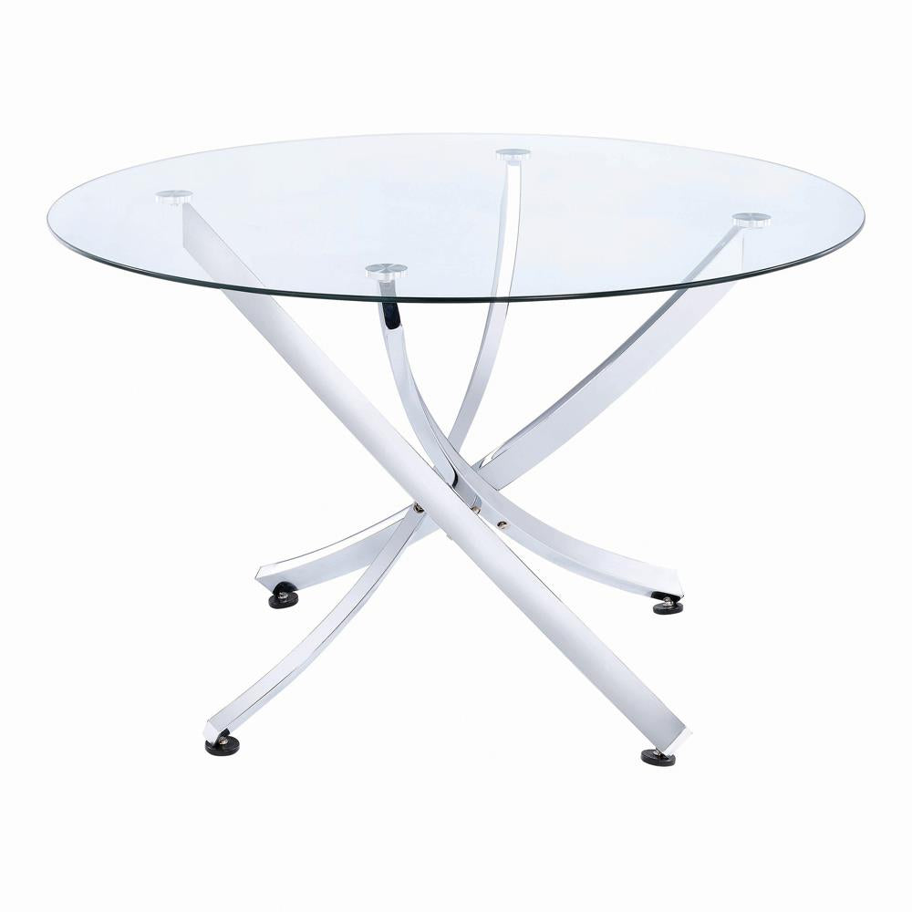 Beckham Chrome and Clear Round Dining Table from Coaster - Luna Furniture