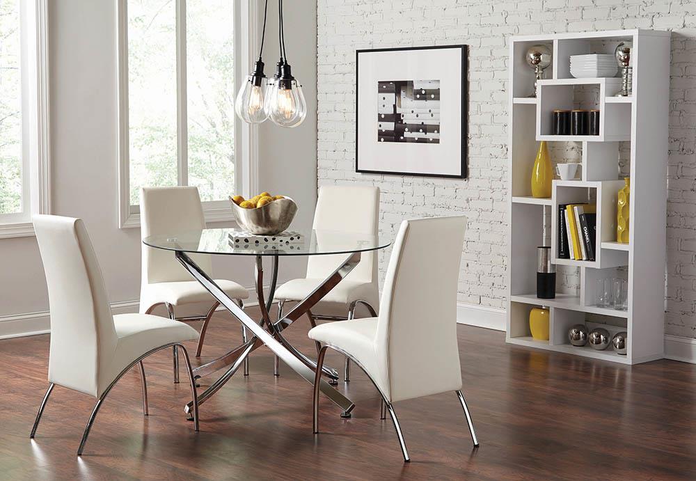 Beckham Chrome and Clear Round Dining Table from Coaster - Luna Furniture