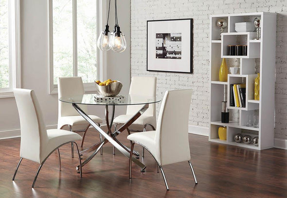 Beckham Round Dining Table Chrome and Clear - 106440 - Luna Furniture