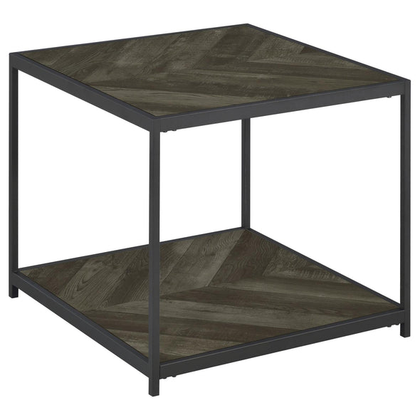 Beckley Chevron End Table Rustic Grey Herringbone - 708167 - Luna Furniture