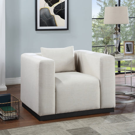 Beige Alfie Linen Textured Fabic Living Room Chair - 642Beige-C - Luna Furniture