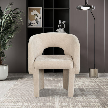 Beige Emmet Chenille Fabric Dining Chair / Accent Chair - 439Beige-C - Luna Furniture