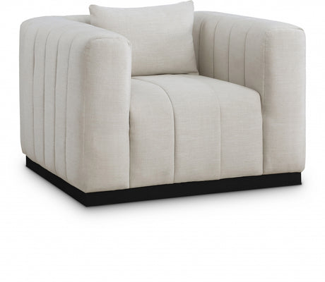 Beige Lucia Linen Textured Fabric Living Room Chair - 655Beige-C - Luna Furniture