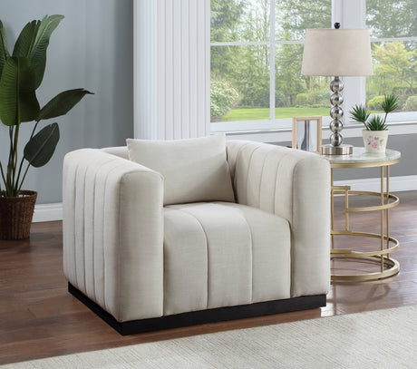 Beige Lucia Linen Textured Fabric Living Room Chair - 655Beige-C - Luna Furniture