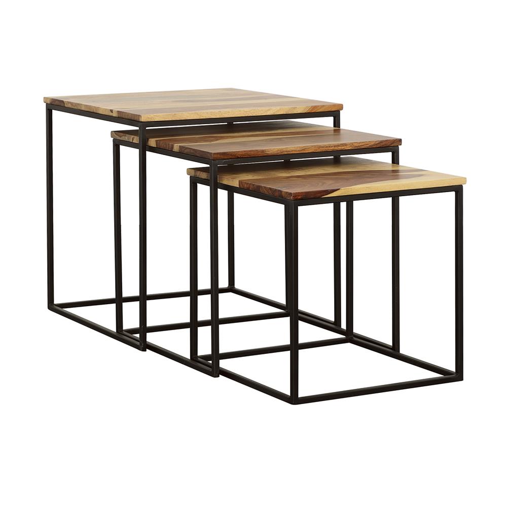 Belcourt Natural and Black 3-Piece Square Nesting Tables from Coaster - Luna Furniture