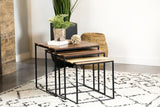 Belcourt Natural and Black 3-Piece Square Nesting Tables from Coaster - Luna Furniture