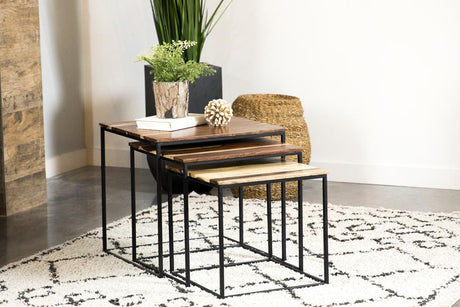 Belcourt Natural and Black 3-Piece Square Nesting Tables from Coaster - Luna Furniture