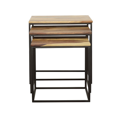 Belcourt Natural and Black 3-Piece Square Nesting Tables from Coaster - Luna Furniture