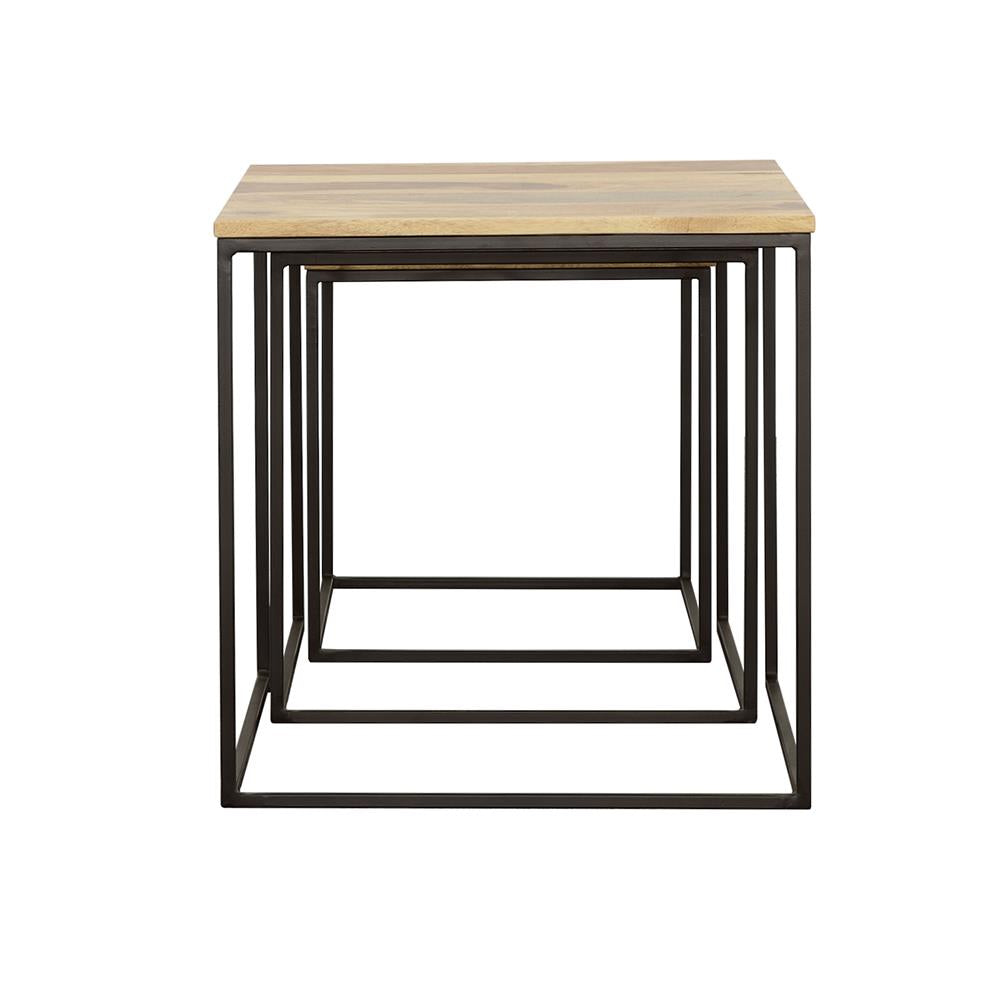 Belcourt Natural and Black 3-Piece Square Nesting Tables from Coaster - Luna Furniture