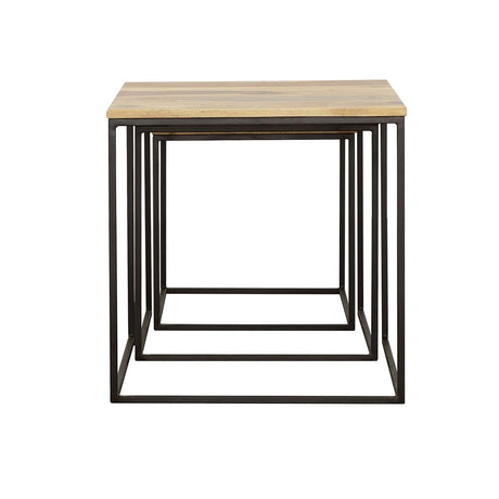 Belcourt Natural and Black 3-Piece Square Nesting Tables from Coaster - Luna Furniture