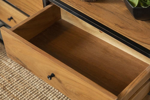 Belcroft 4-drawer Etagere Natural Acacia and Black - 980056 - Luna Furniture