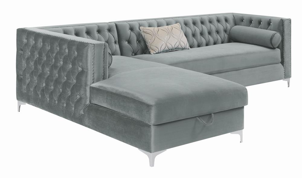 Bellaire Button-tufted Upholstered Sectional Silver - 508280 - Luna Furniture