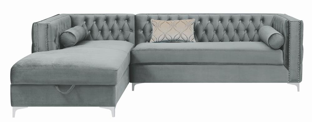 Bellaire Button-tufted Upholstered Sectional Silver - 508280 - Luna Furniture