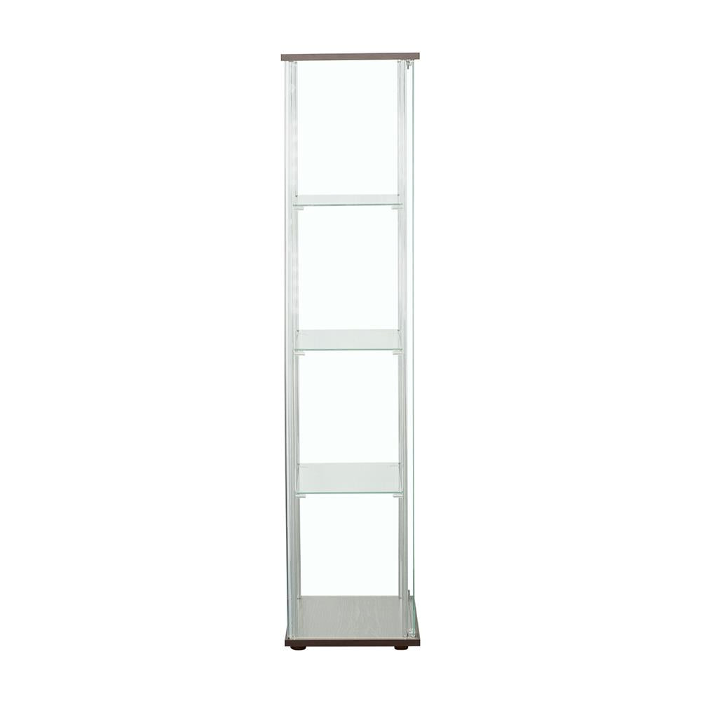 Bellatrix Rectangular 4-shelf Curio Cabinet Cappuccino and Clear - 950172 - Luna Furniture