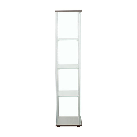 Bellatrix Cappuccino and Clear Rectangular 4-Shelf Curio Cabinet from Coaster - Luna Furniture