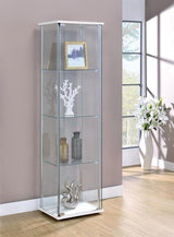 Bellatrix White and Clear Rectangular 4-Shelf Curio Cabinet from Coaster - Luna Furniture