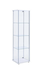 Bellatrix White and Clear Rectangular 4-Shelf Curio Cabinet from Coaster - Luna Furniture