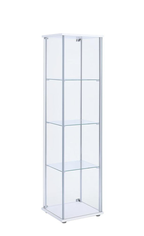 Bellatrix White and Clear Rectangular 4-Shelf Curio Cabinet from Coaster - Luna Furniture