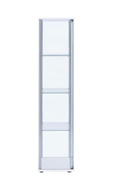 Bellatrix White and Clear Rectangular 4-Shelf Curio Cabinet from Coaster - Luna Furniture