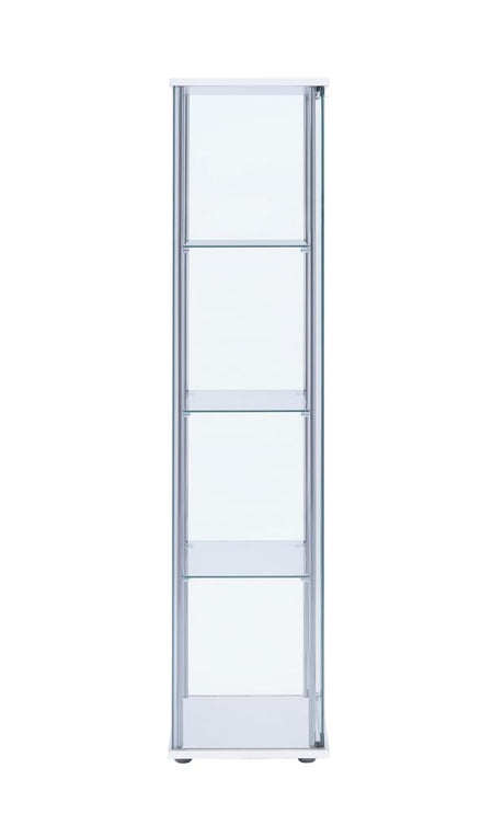 Bellatrix White and Clear Rectangular 4-Shelf Curio Cabinet from Coaster - Luna Furniture