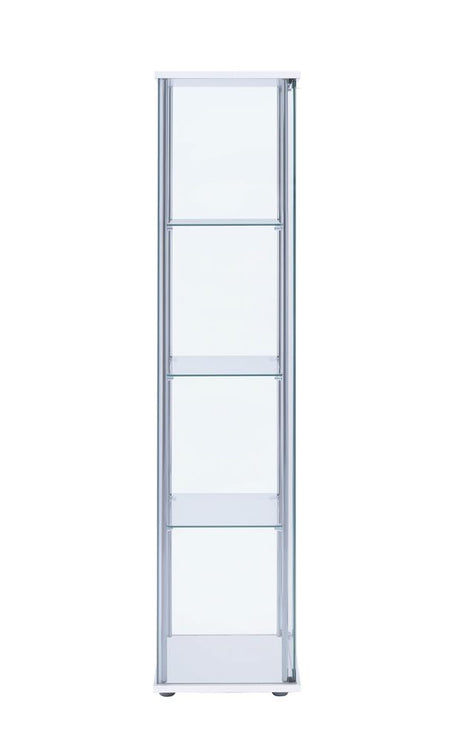 Bellatrix White and Clear Rectangular 4-Shelf Curio Cabinet from Coaster - Luna Furniture