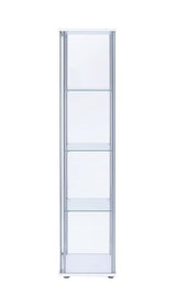 Bellatrix White and Clear Rectangular 4-Shelf Curio Cabinet from Coaster - Luna Furniture