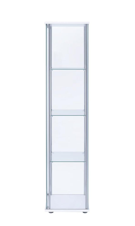 Bellatrix White and Clear Rectangular 4-Shelf Curio Cabinet from Coaster - Luna Furniture