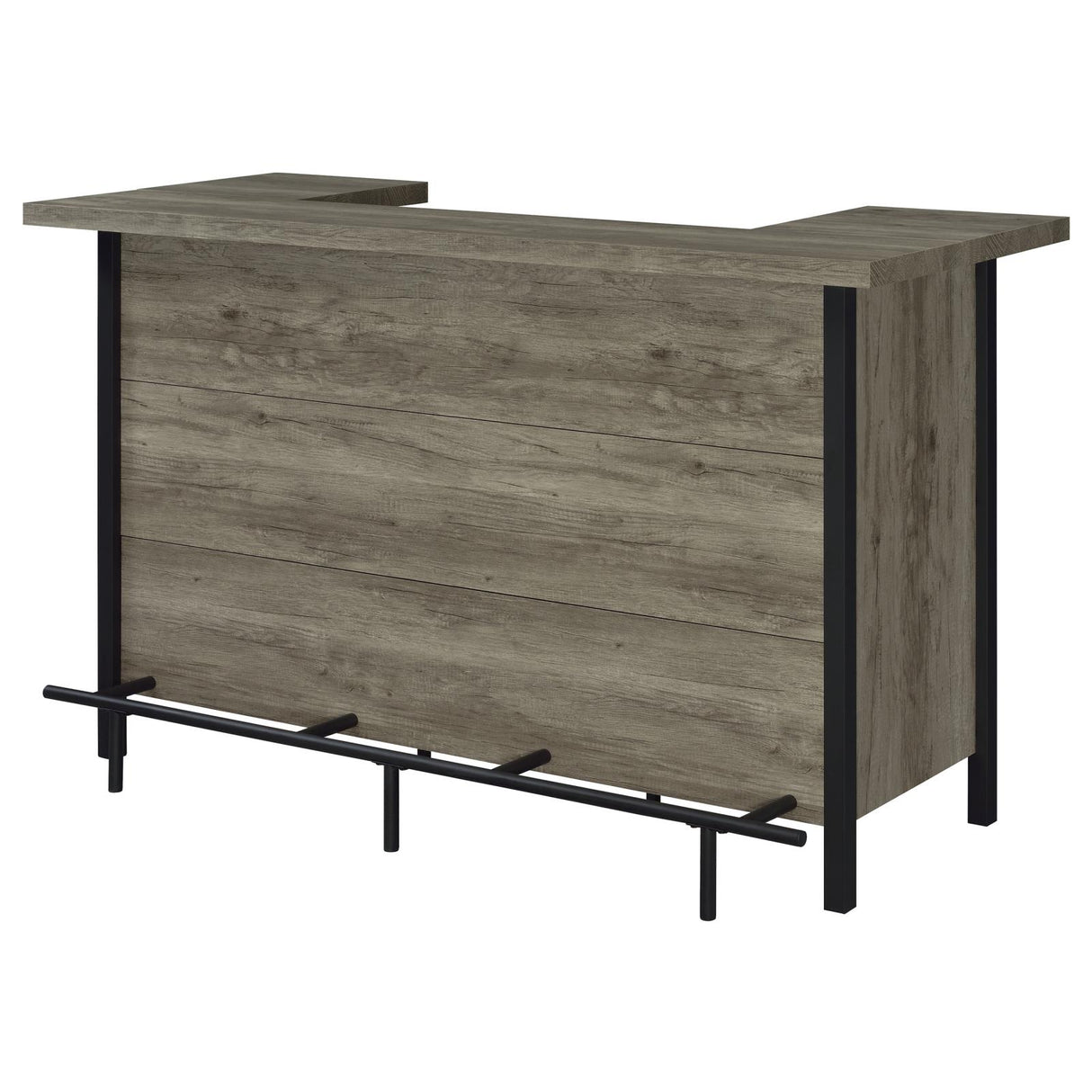 Bellemore Gray Driftwood and Black Bar Unit with Footrest from Coaster - Luna Furniture