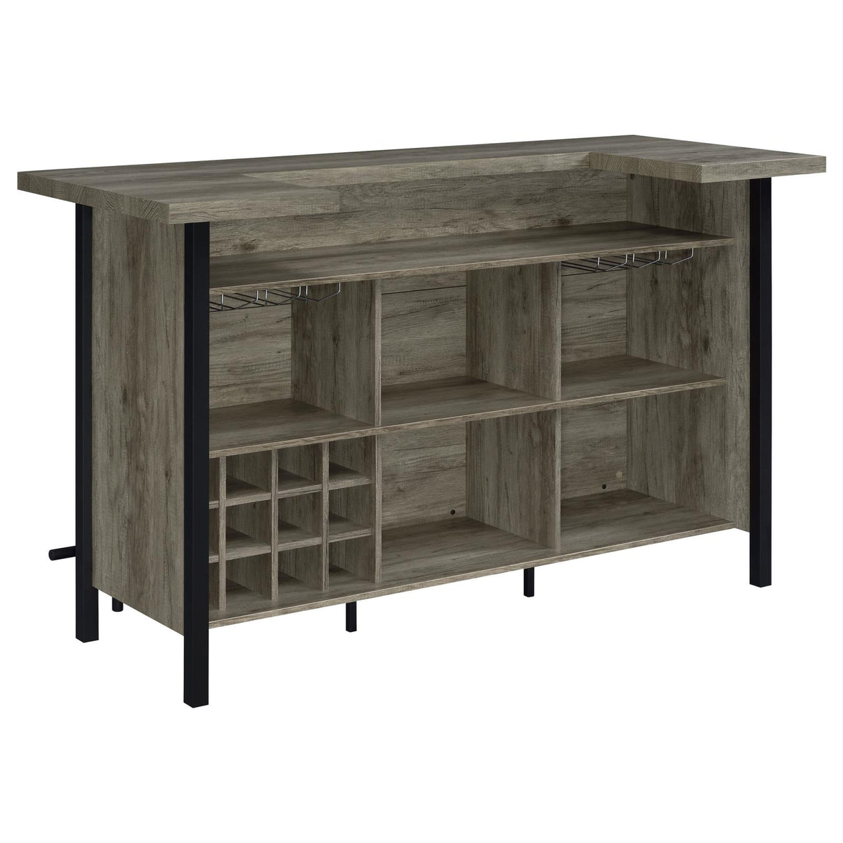 Bellemore Gray Driftwood and Black Bar Unit with Footrest from Coaster - Luna Furniture